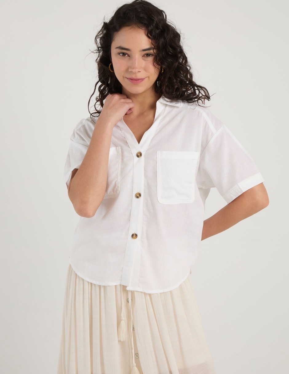 Blusa camisera manga al codo para mujer 7