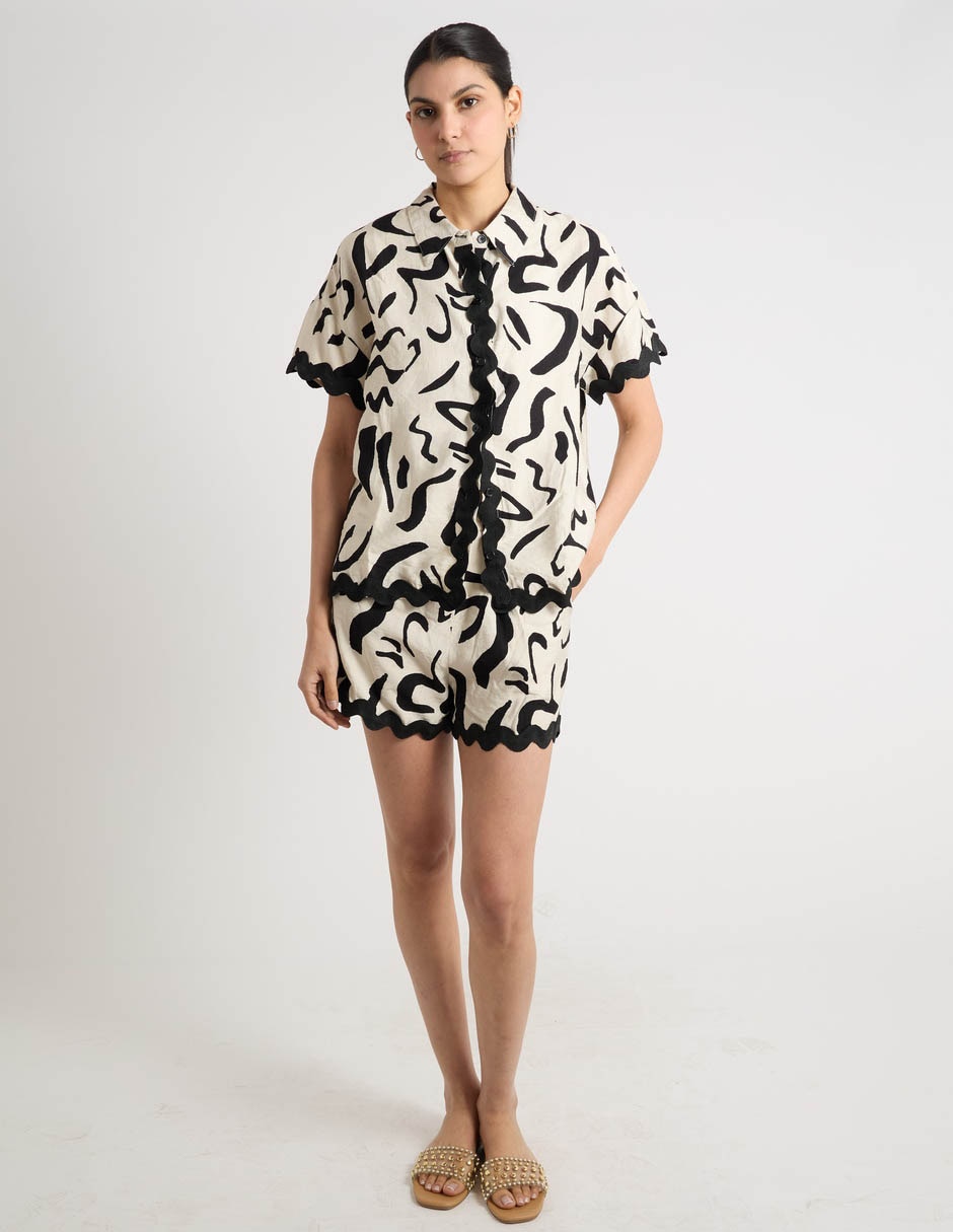 Blusa coffee bean manga corta para mujer