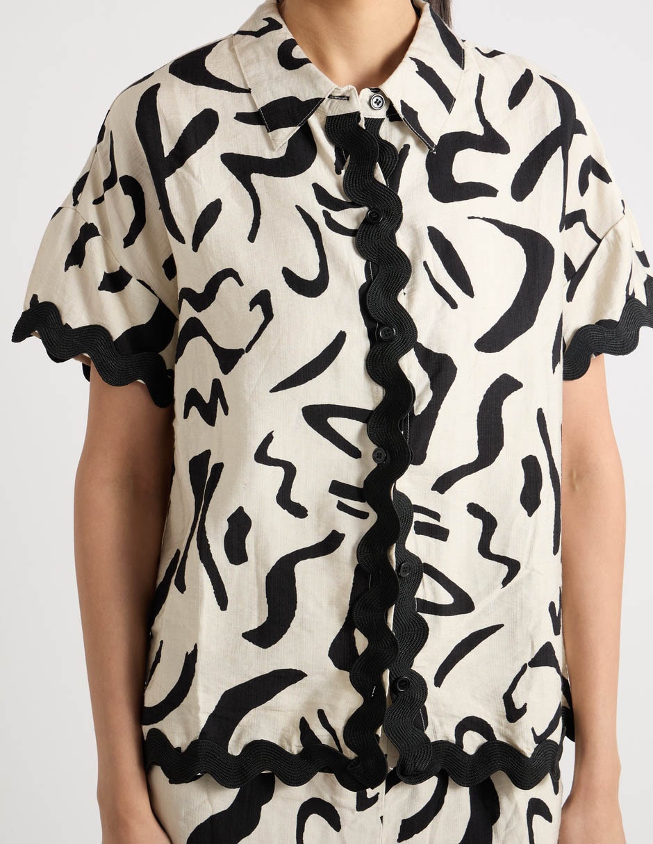 Blusa coffee bean manga corta para mujer