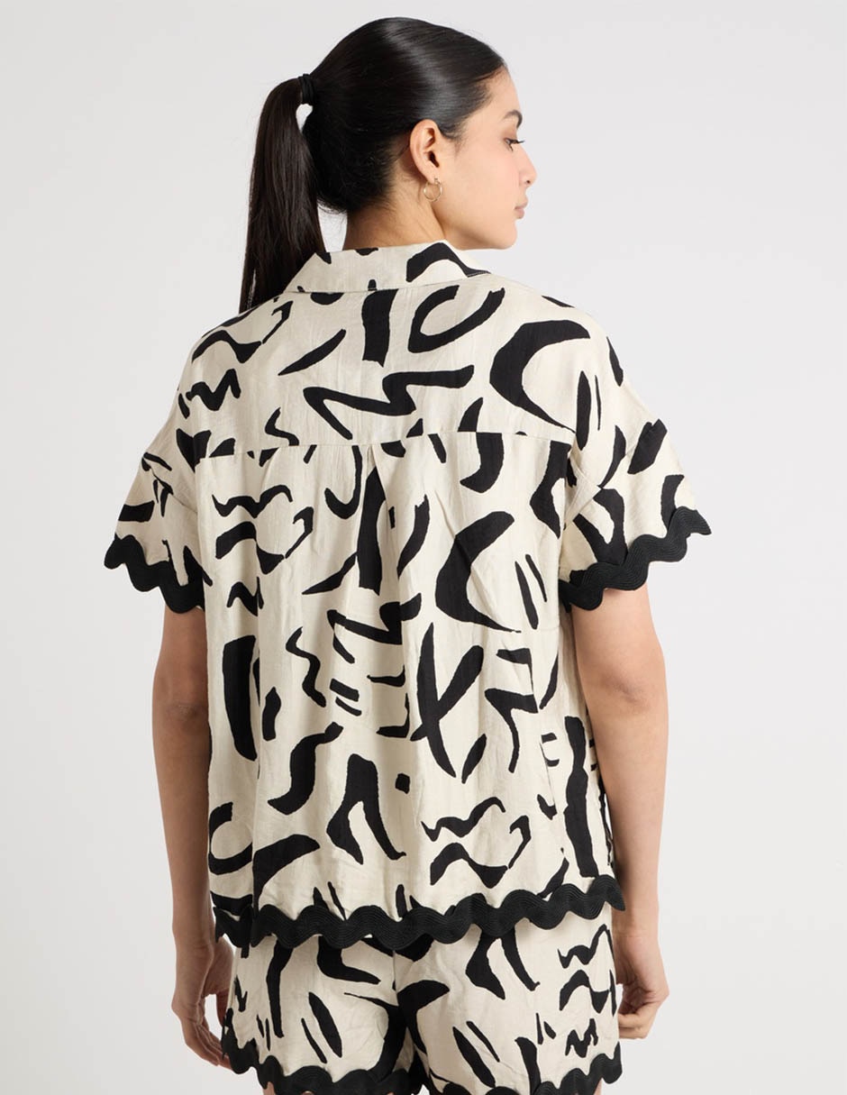 Blusa coffee bean manga corta para mujer