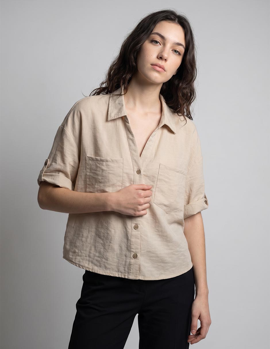 Blusa manga al codo para mujer