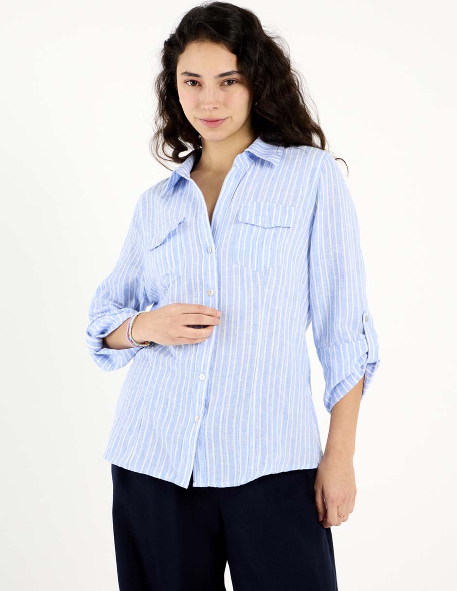 Blusa camisera Coffee Bean manga al codo para mujer
