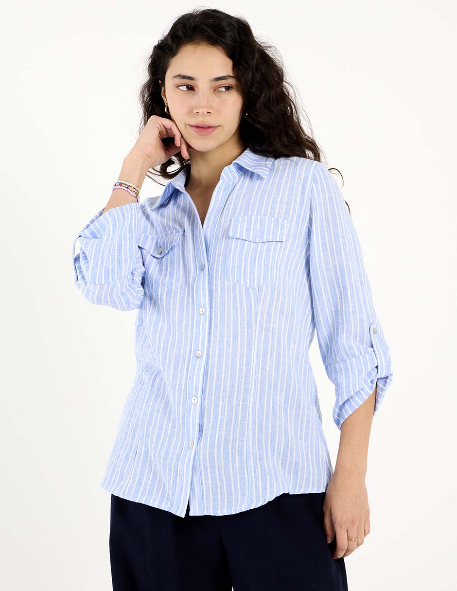 Blusa camisera Coffee Bean manga al codo para mujer