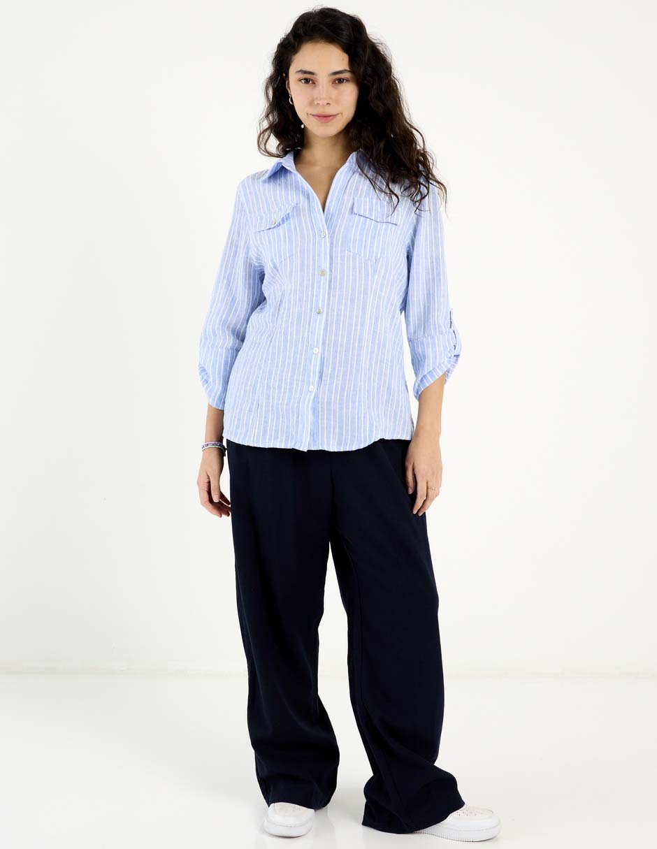 Blusa camisera Coffee Bean manga al codo para mujer
