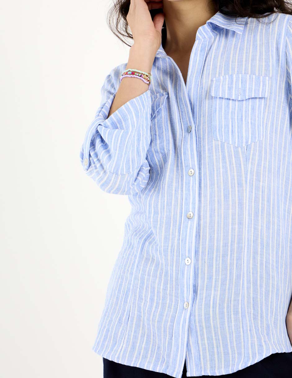 Blusa camisera Coffee Bean manga al codo para mujer