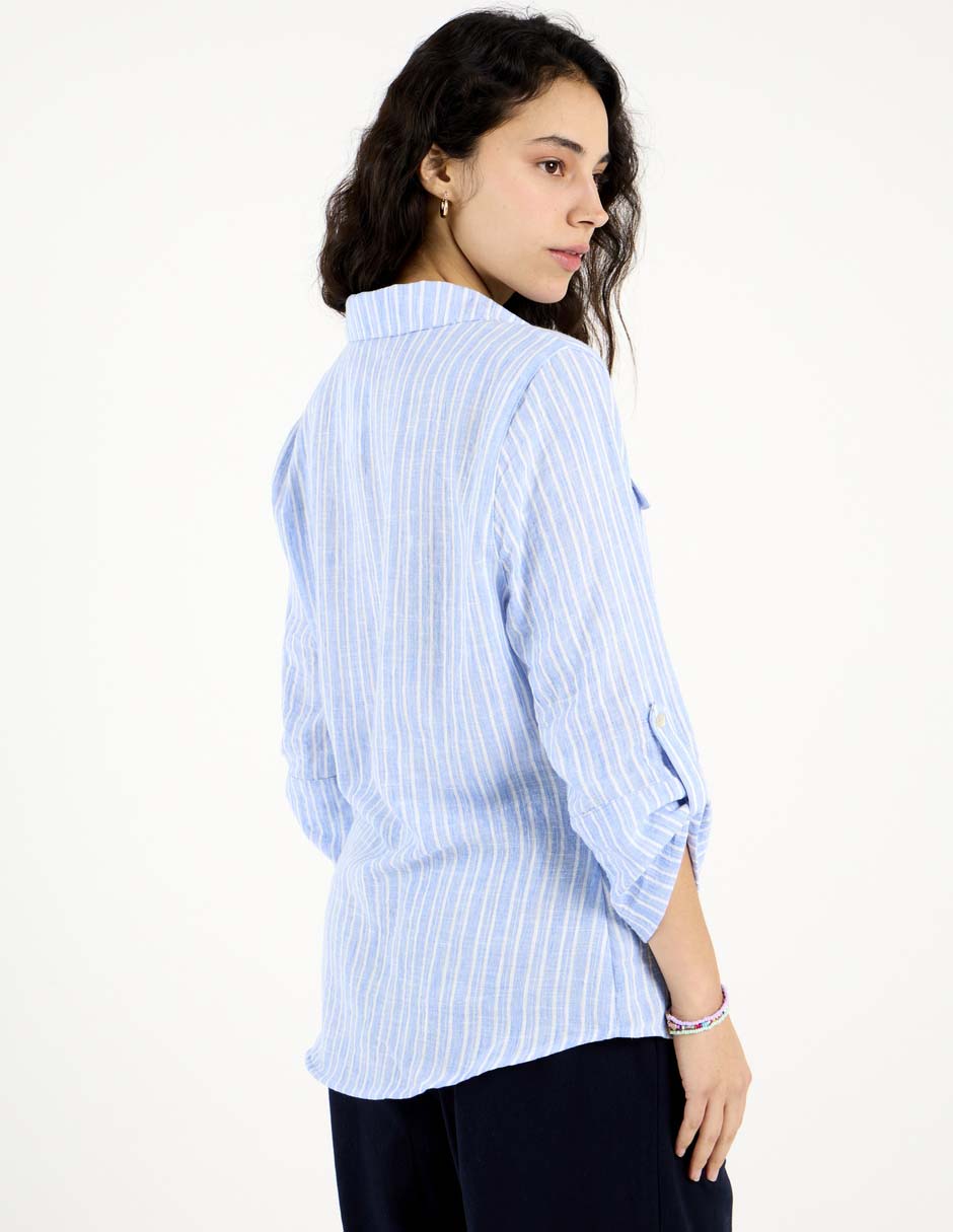 Blusa camisera Coffee Bean manga al codo para mujer