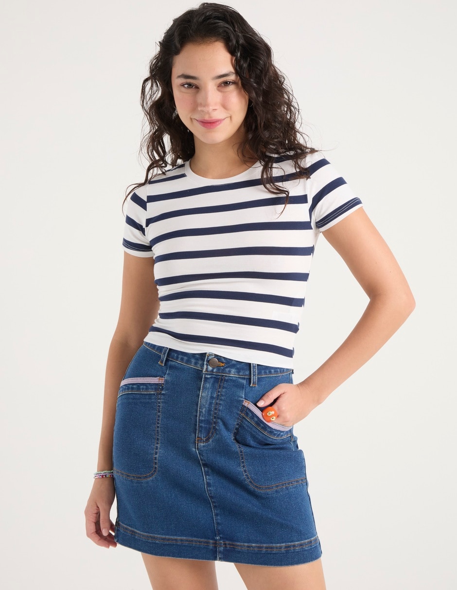 Playera manga corta cuello redondo para mujer 7