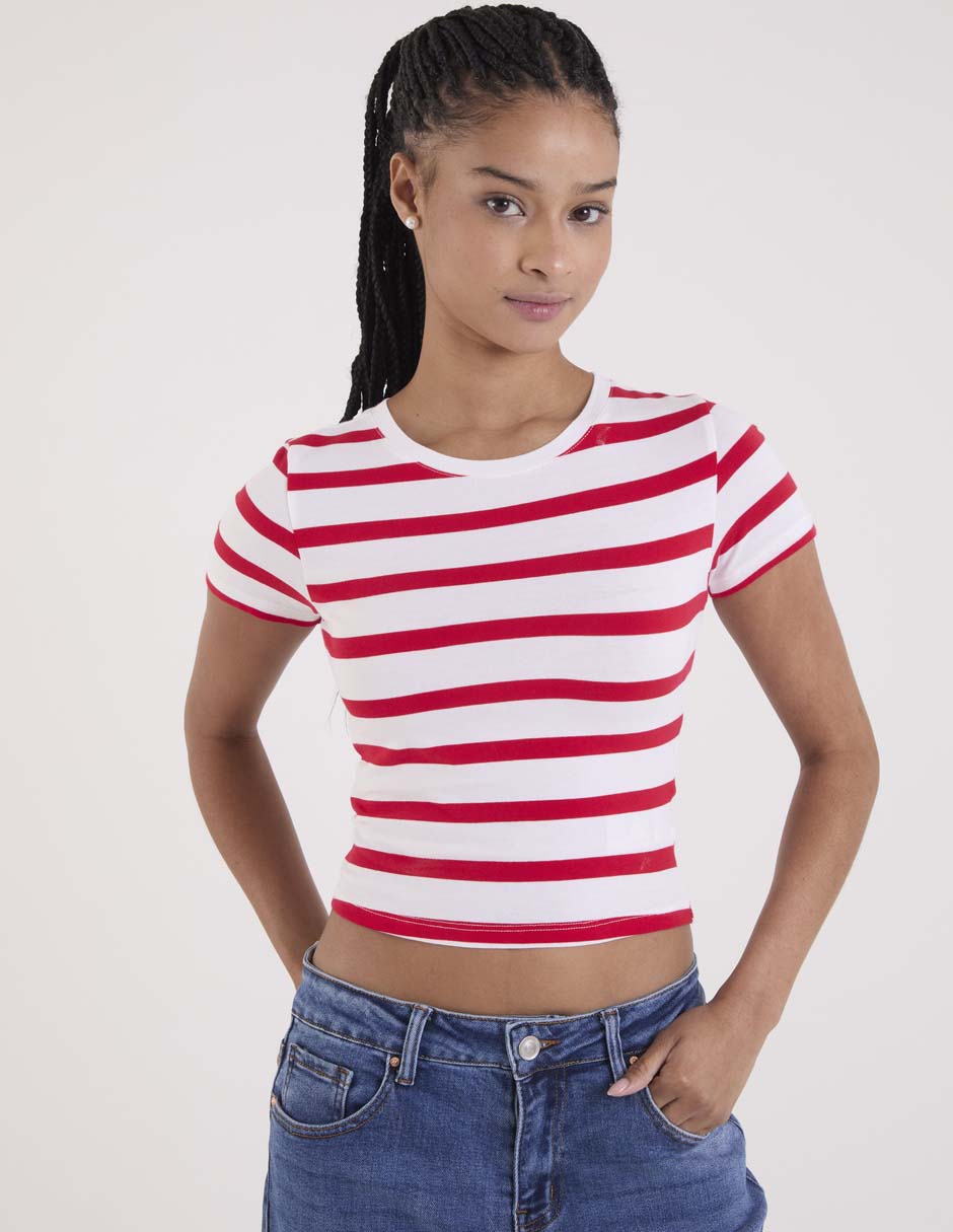Playera manga corta cuello redondo para mujer 1