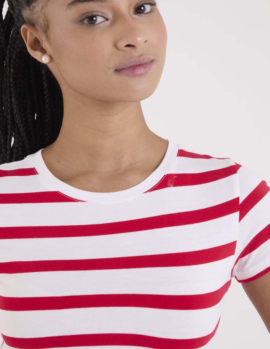 Playera manga corta Coffee Bean cuello redondo para mujer