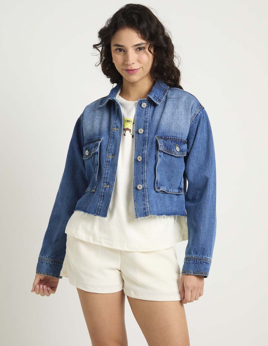 Chamarra denim Coffee Bean de mezclilla para mujer