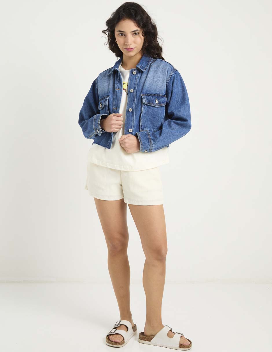 Chamarra denim Coffee Bean de mezclilla para mujer