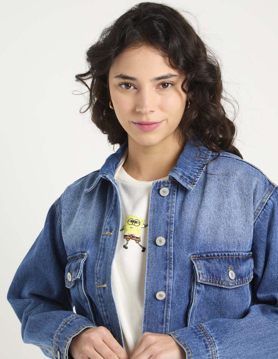 Chamarra denim Coffee Bean de mezclilla para mujer
