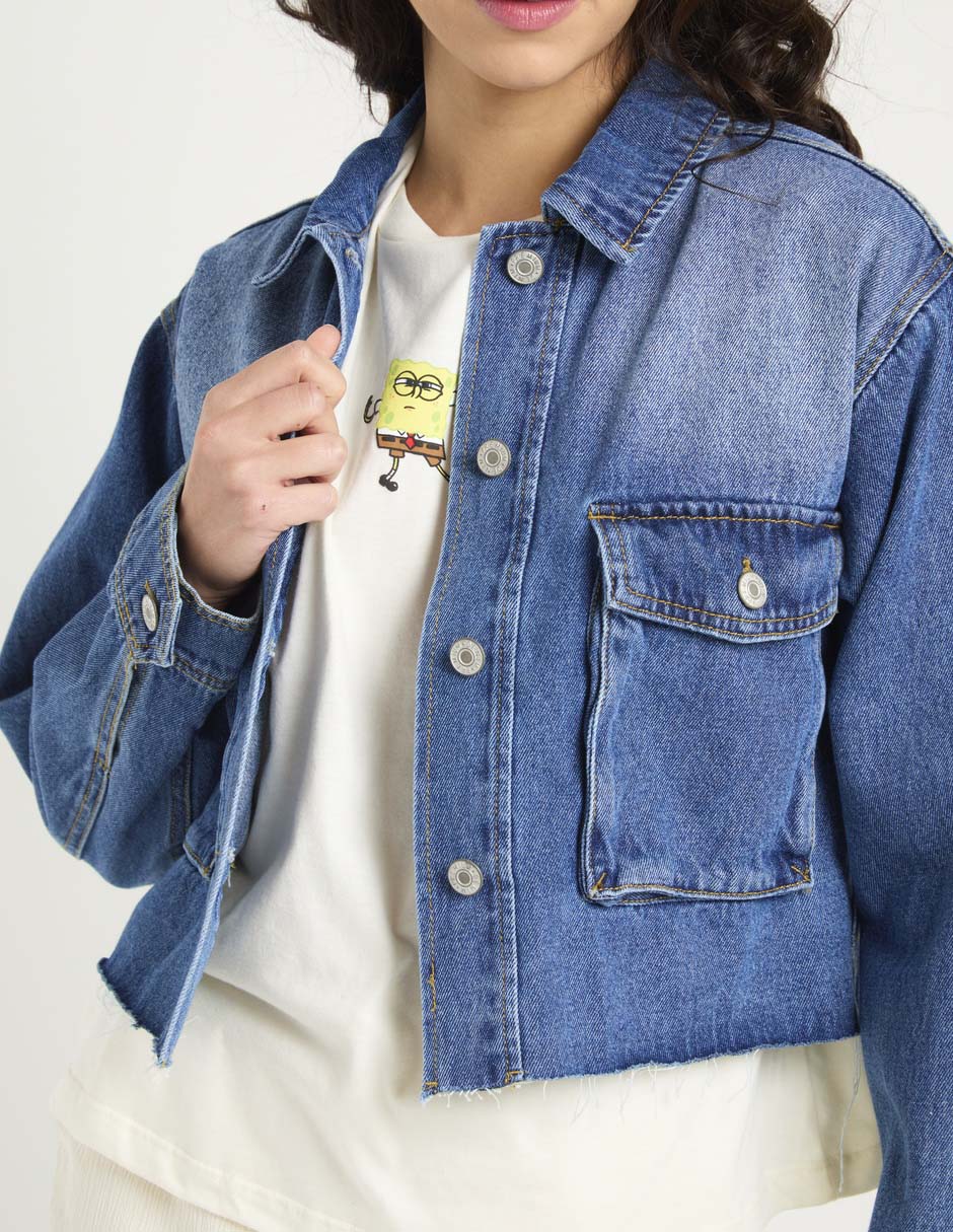 Chamarra denim Coffee Bean de mezclilla para mujer