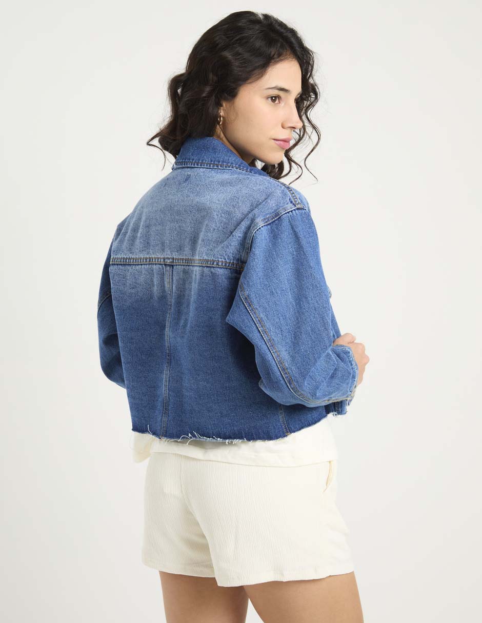Chamarra denim Coffee Bean de mezclilla para mujer