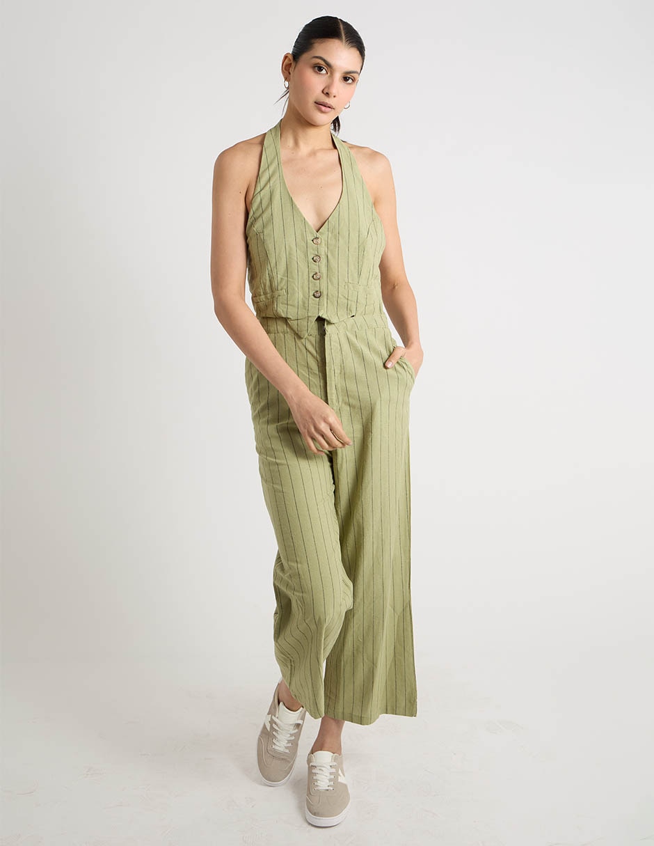 Jumpsuit Coffee Bean casual estampado a rayas para mujer