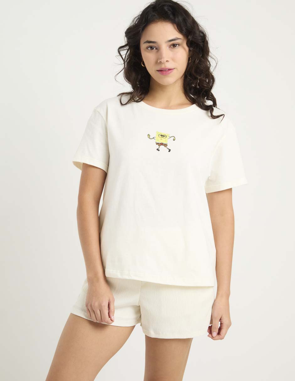 Playera manga corta Bob Esponja cuello redondo para mujer 1