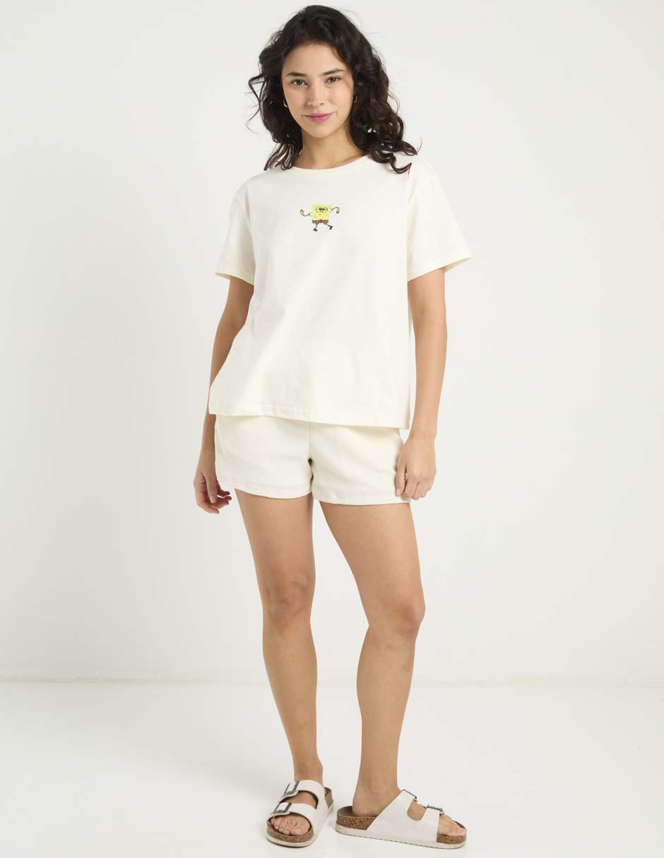 Playera manga corta Bob Esponja cuello redondo para mujer 8