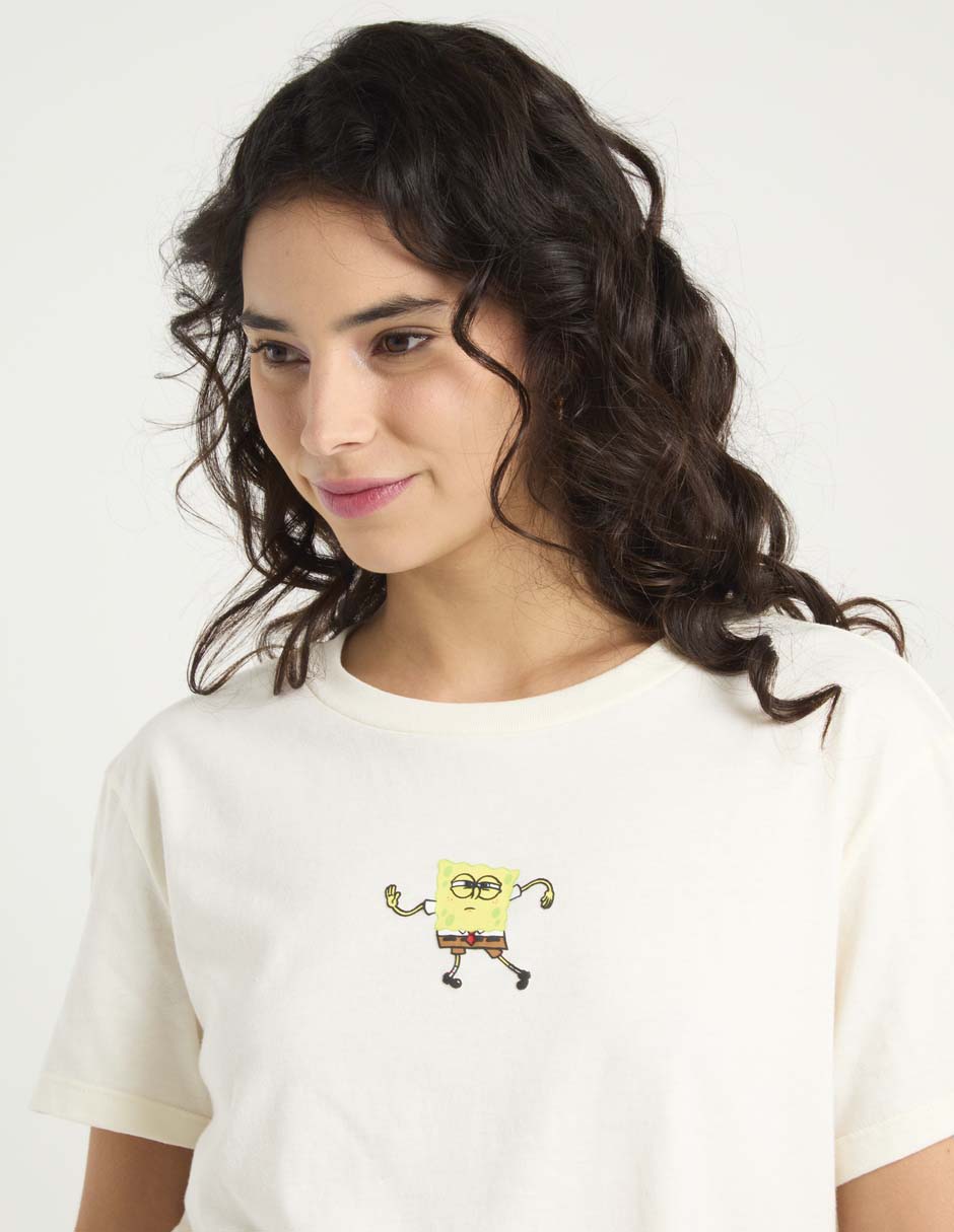 Playera manga corta Bob Esponja cuello redondo para mujer 9