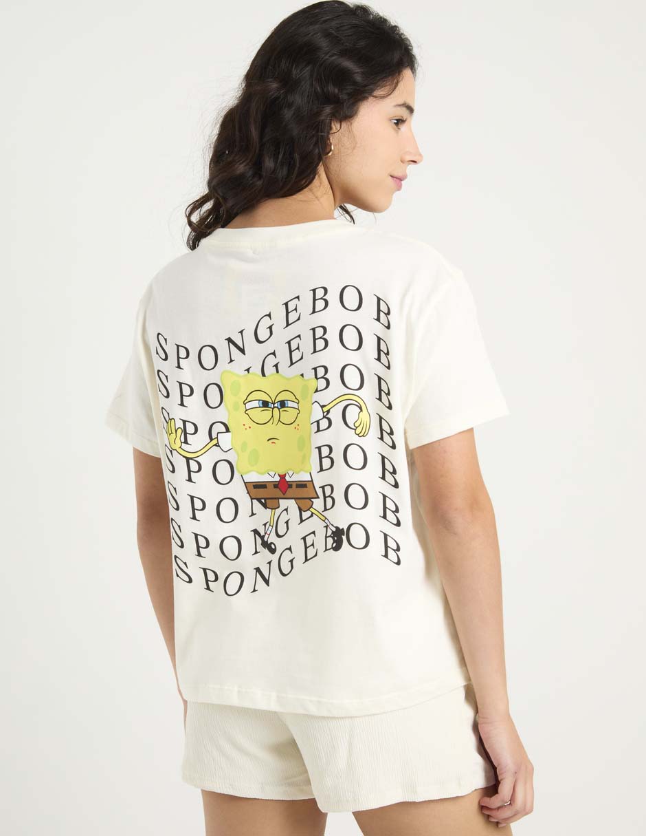 Playera manga corta Bob Esponja cuello redondo para mujer 11