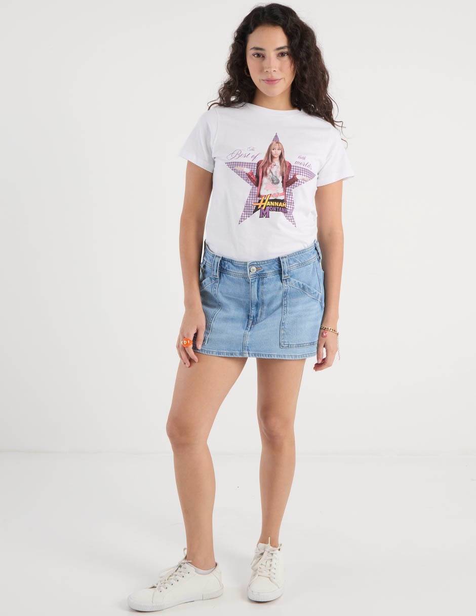 Playera manga corta Tee Bar Hannah Montana cuello redondo para mujer