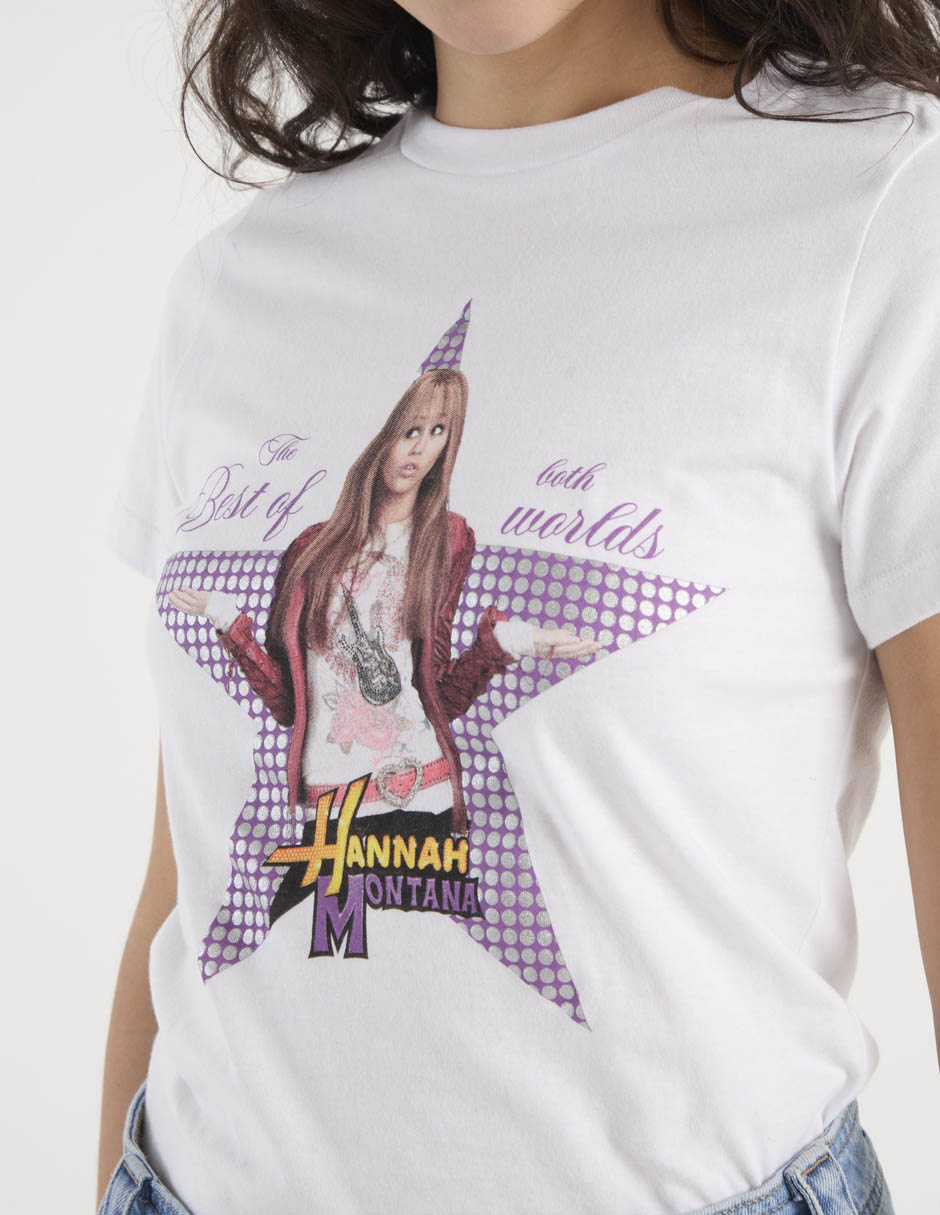 Playera manga corta Tee Bar Hannah Montana cuello redondo para mujer