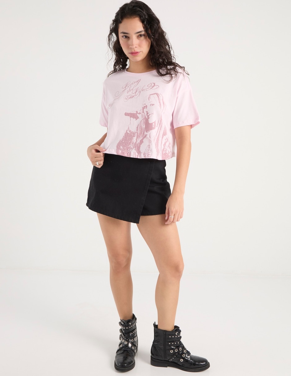 Playera manga corta Hannah Montana cuello redondo para mujer