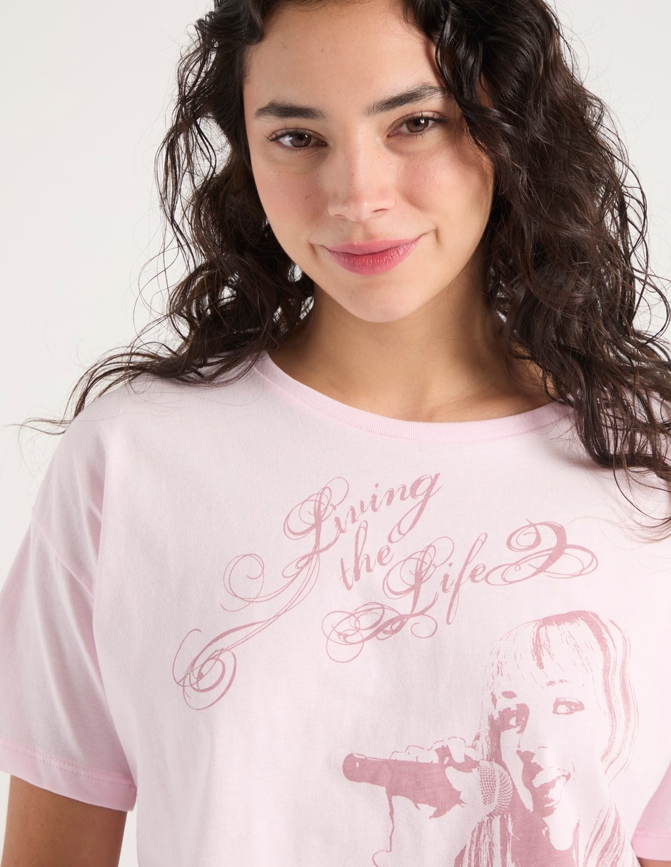 Playera manga corta Hannah Montana cuello redondo para mujer