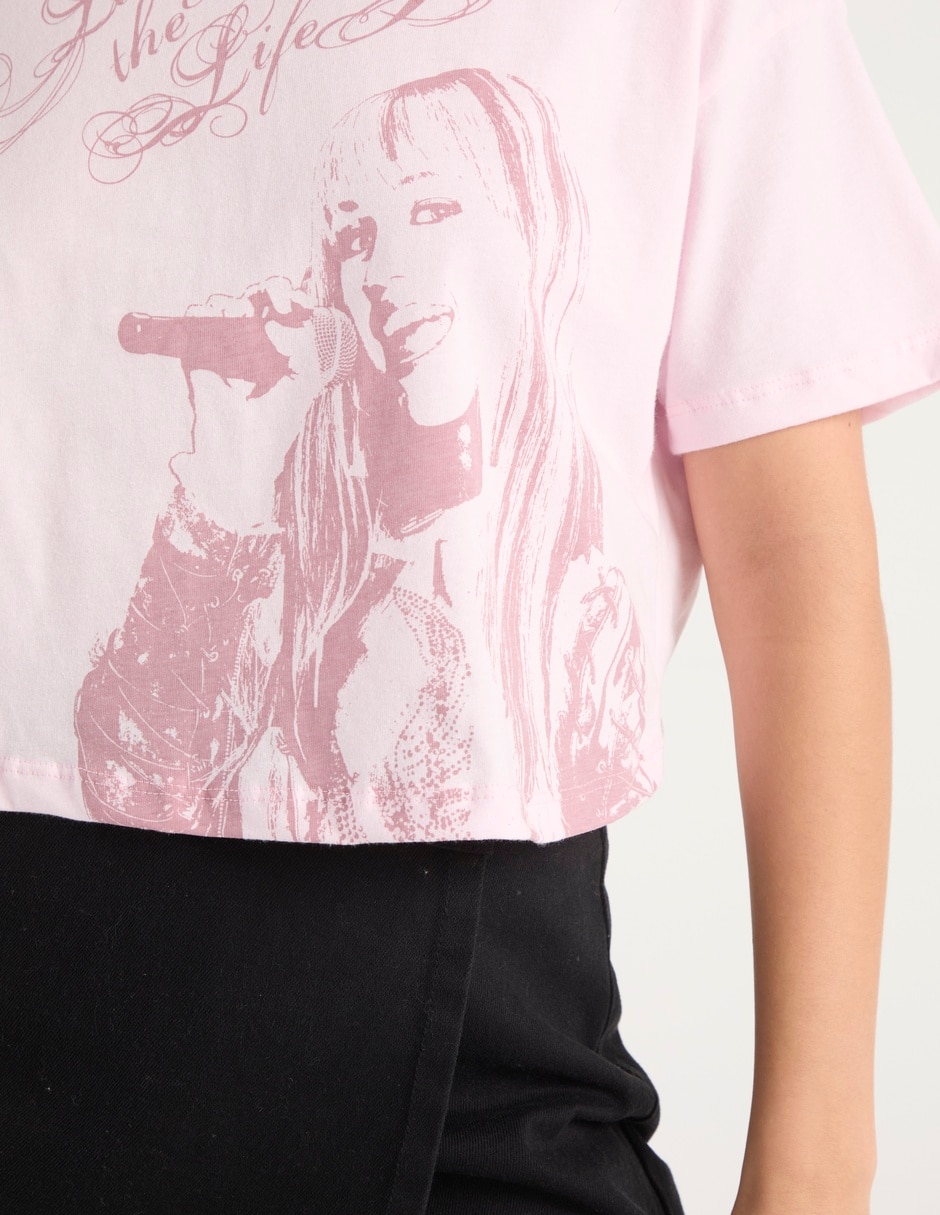 Playera manga corta Hannah Montana cuello redondo para mujer