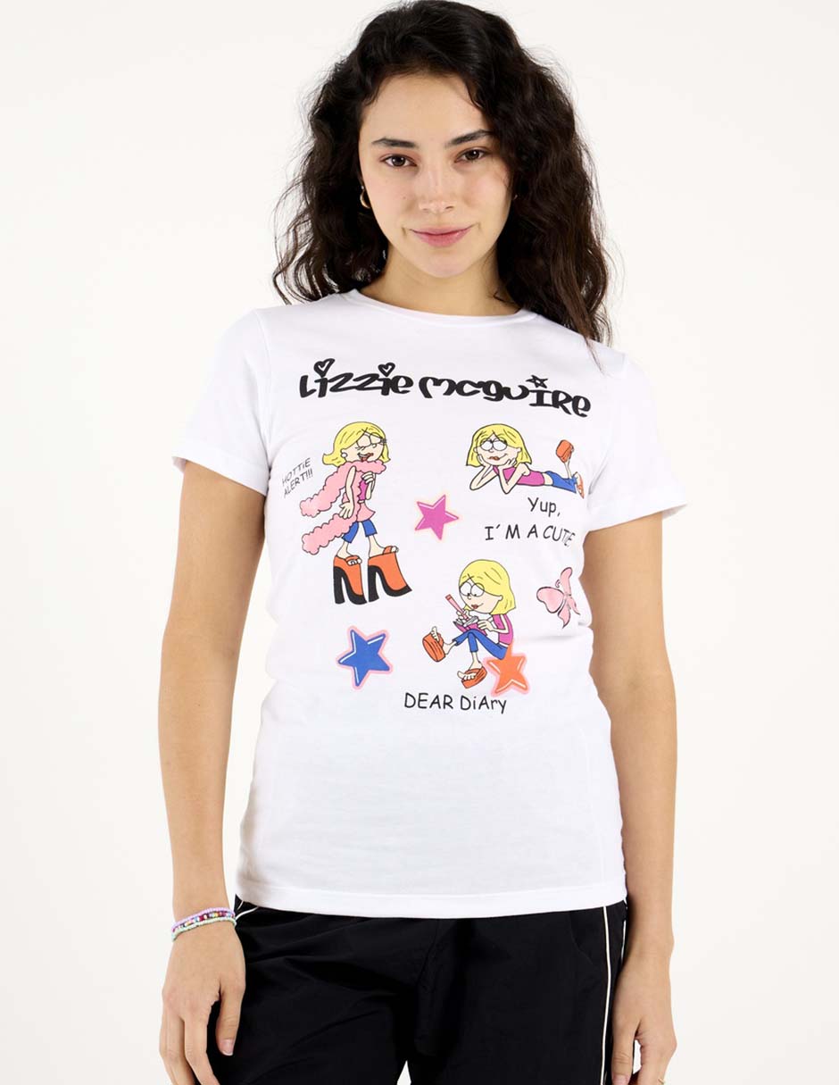 Playera manga corta Lizzie Mcguire cuello redondo para mujer Playera manga corta Lizzie Mcguire cuello redondo para mujer