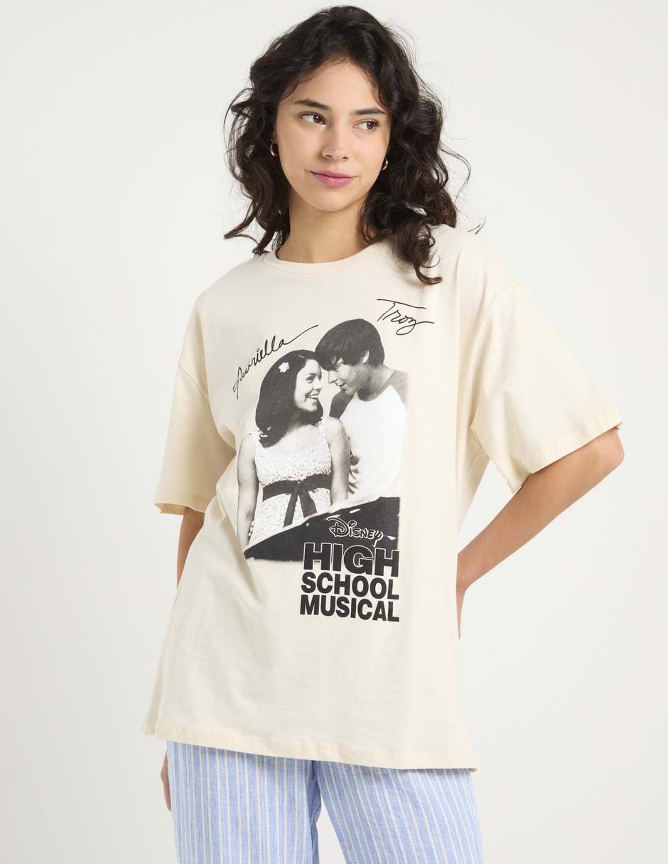 Playera manga corta Tee Bar High School Musical cuello redondo para mujer