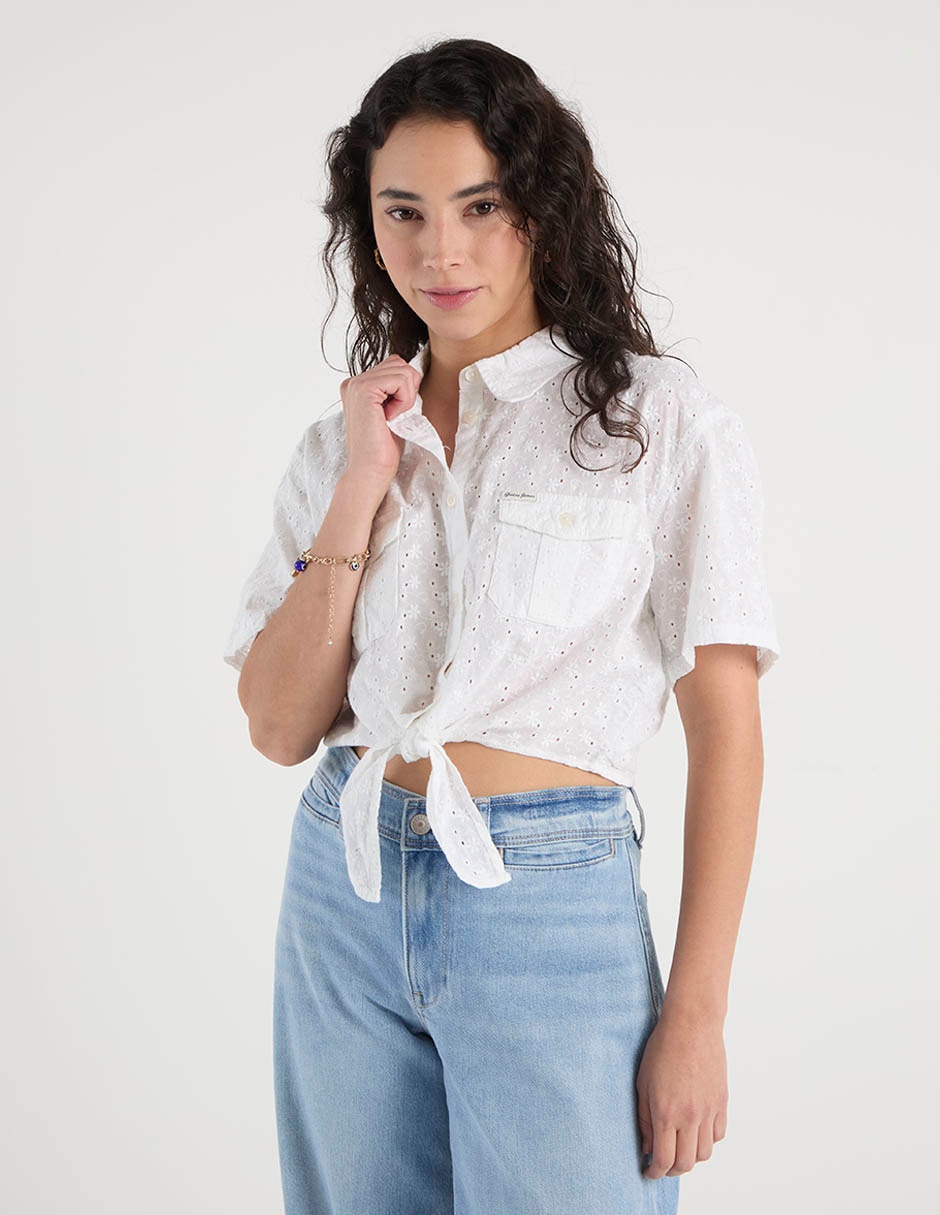 Top Guess Jeans cuello camisero