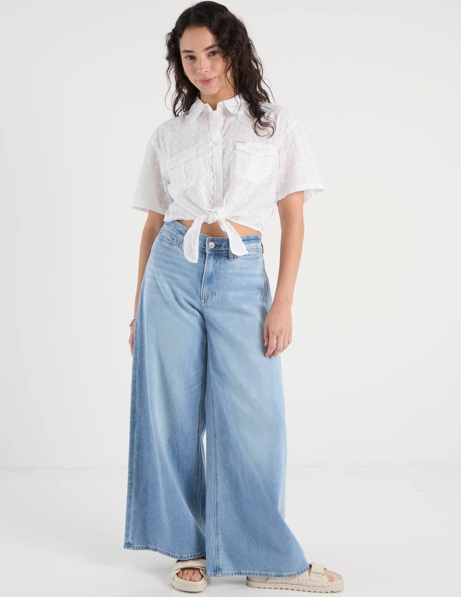 Top Guess Jeans cuello camisero