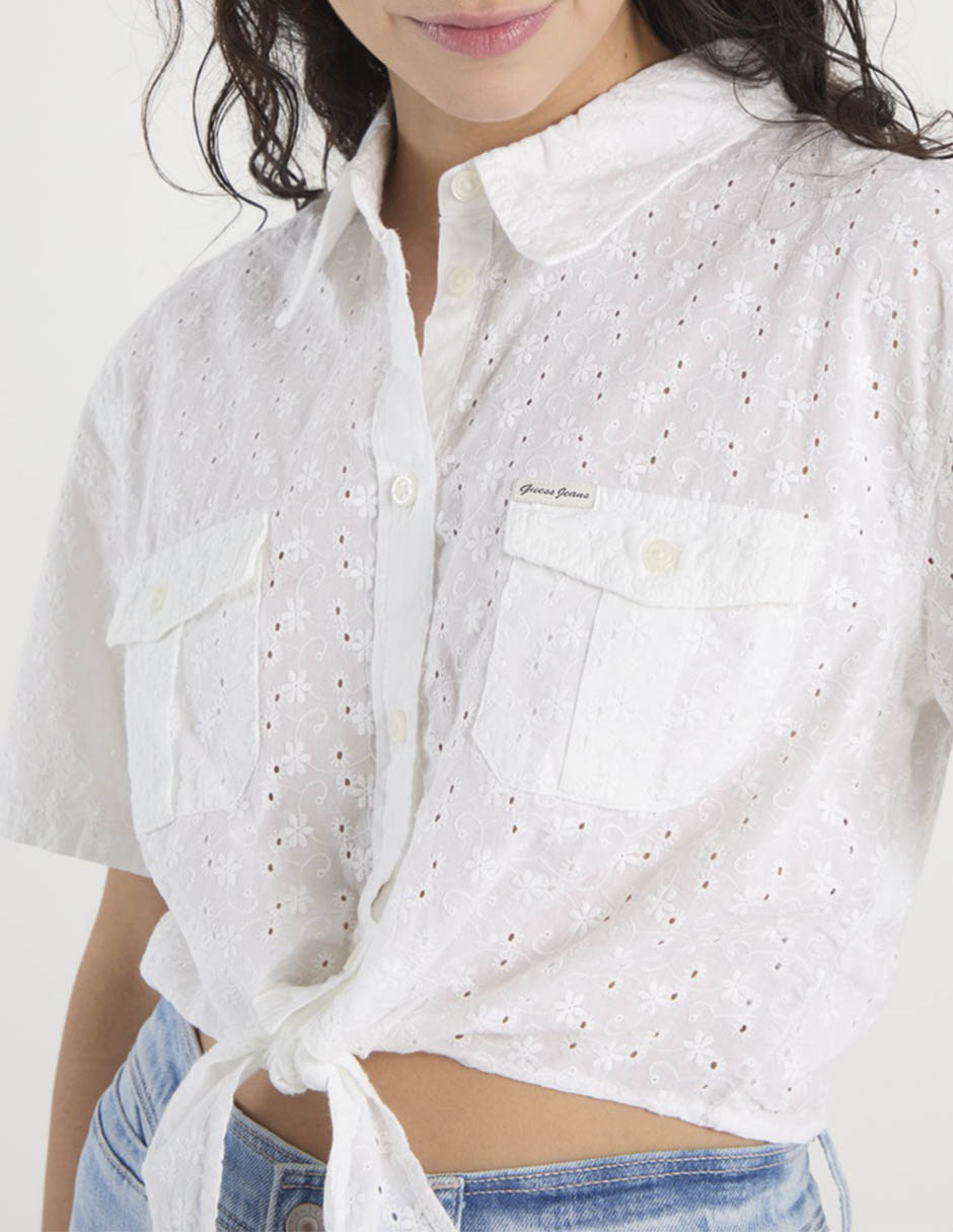 Top Guess Jeans cuello camisero