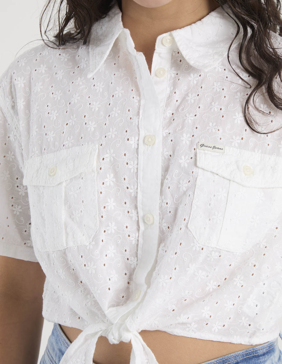 Top Guess Jeans cuello camisero