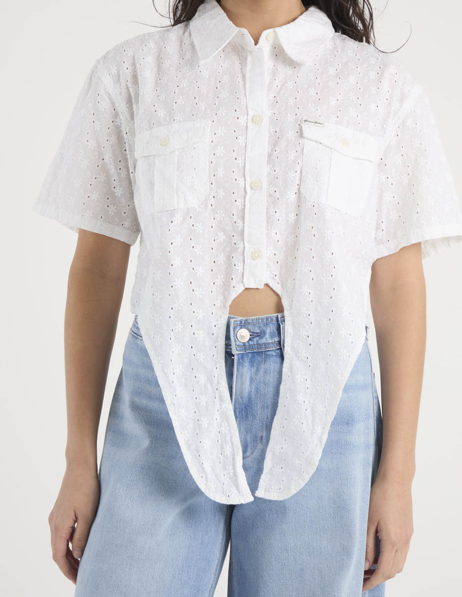 Top Guess Jeans cuello camisero