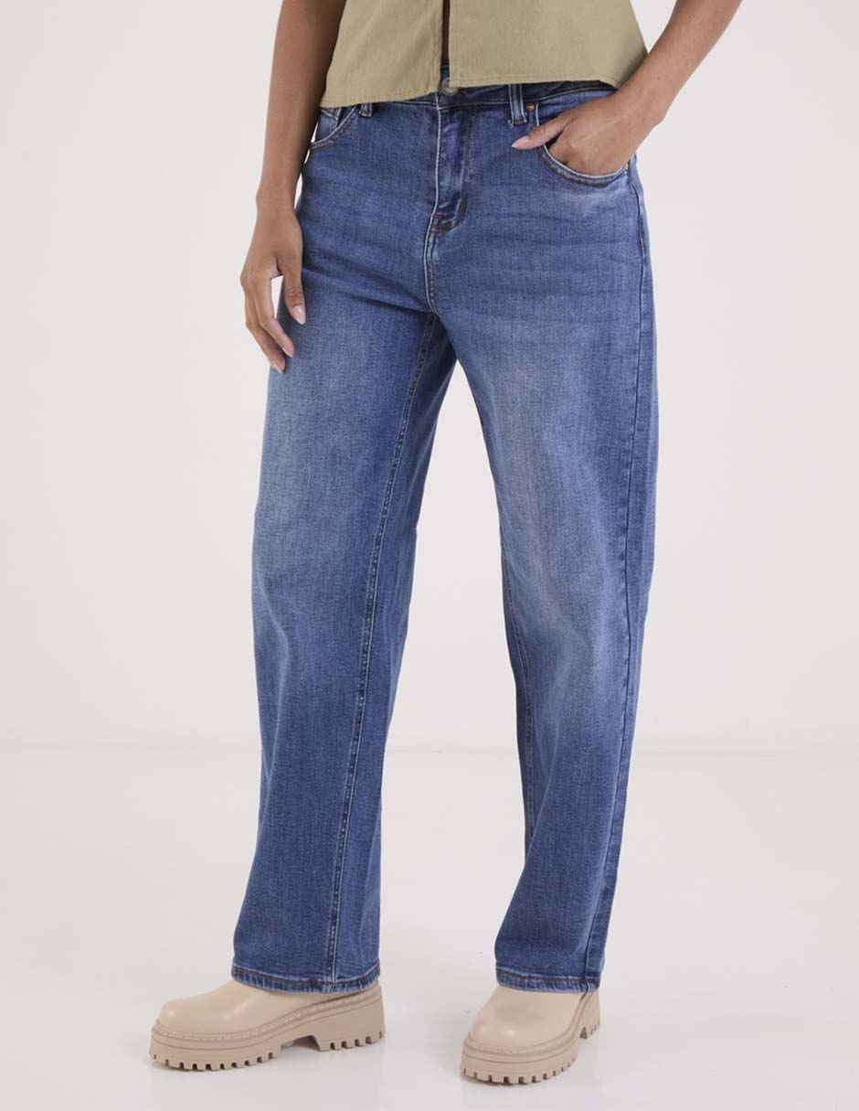 Jeans relaxed wide leg para mujer 1