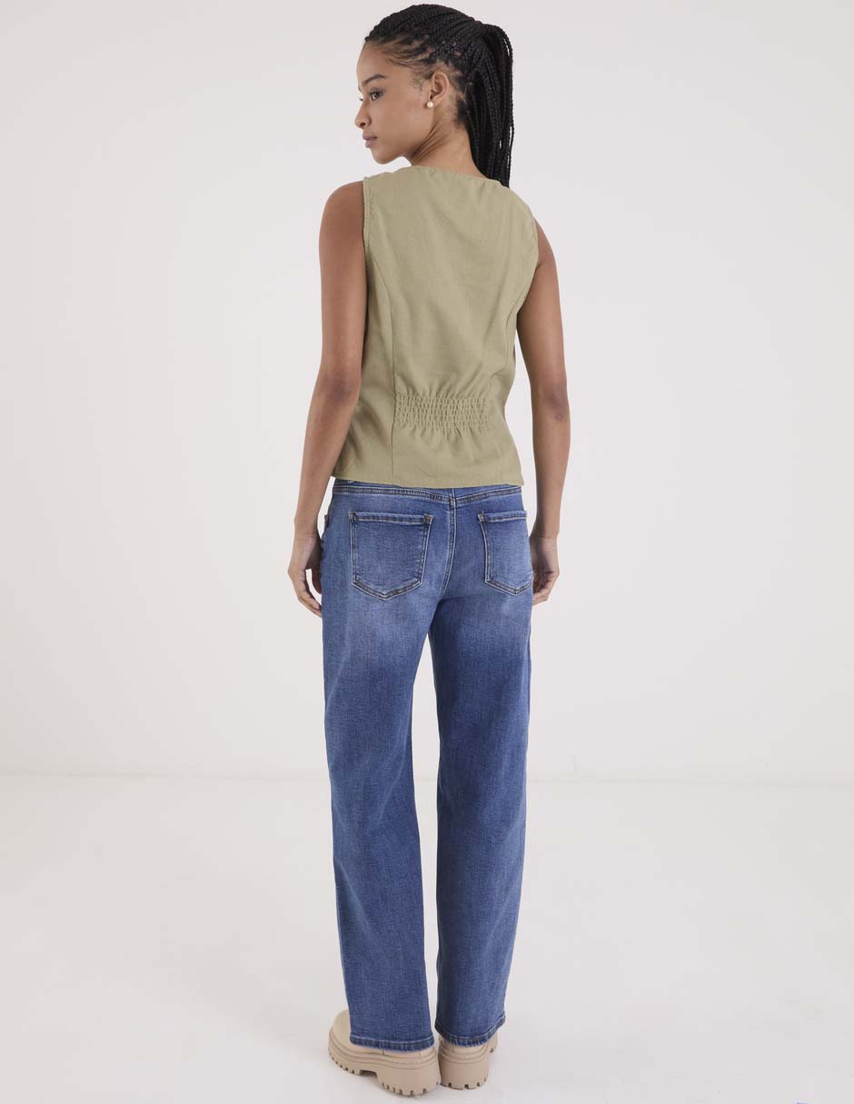Jeans relaxed wide leg para mujer 11