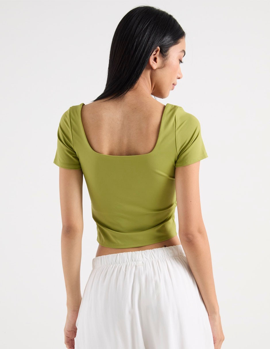 Playera manga corta cuello cuadrado mujer 2