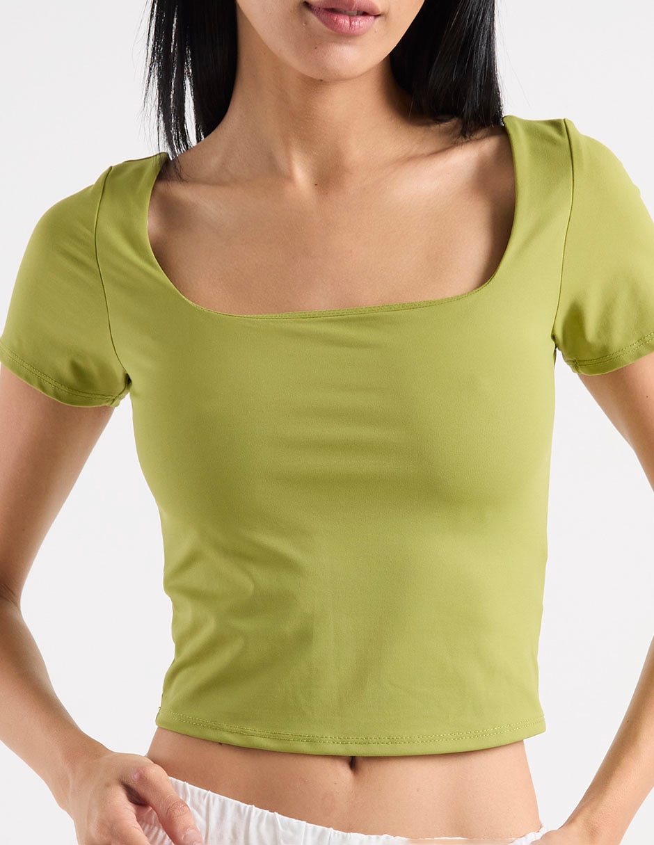 Playera manga corta cuello cuadrado mujer 3