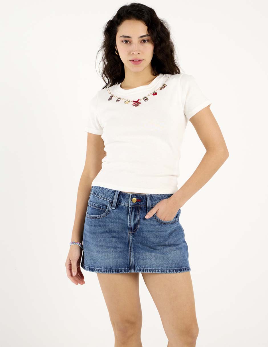 Playera manga corta cuello redondo para mujer Playera manga corta cuello redondo para mujer