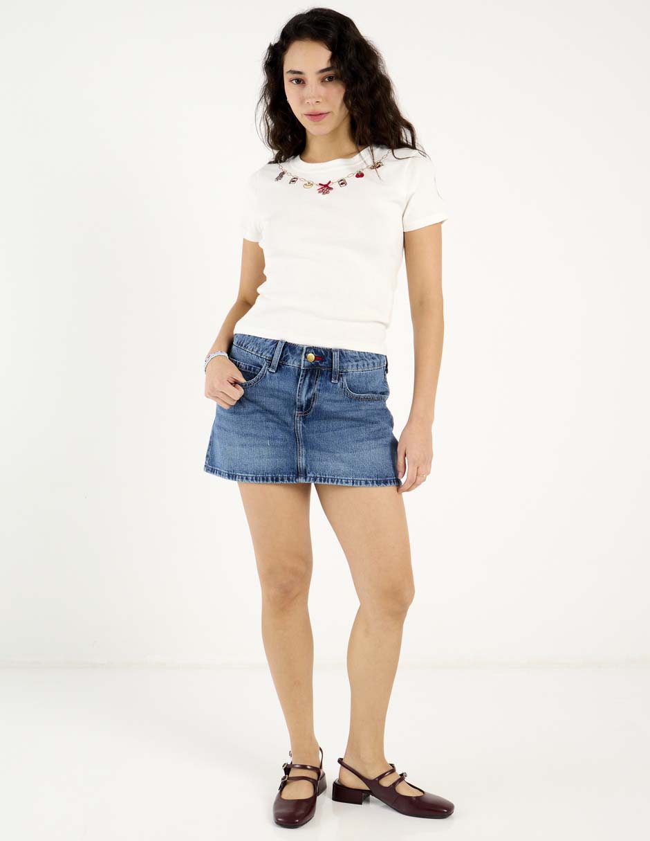 Playera manga corta Hollister cuello redondo para mujer