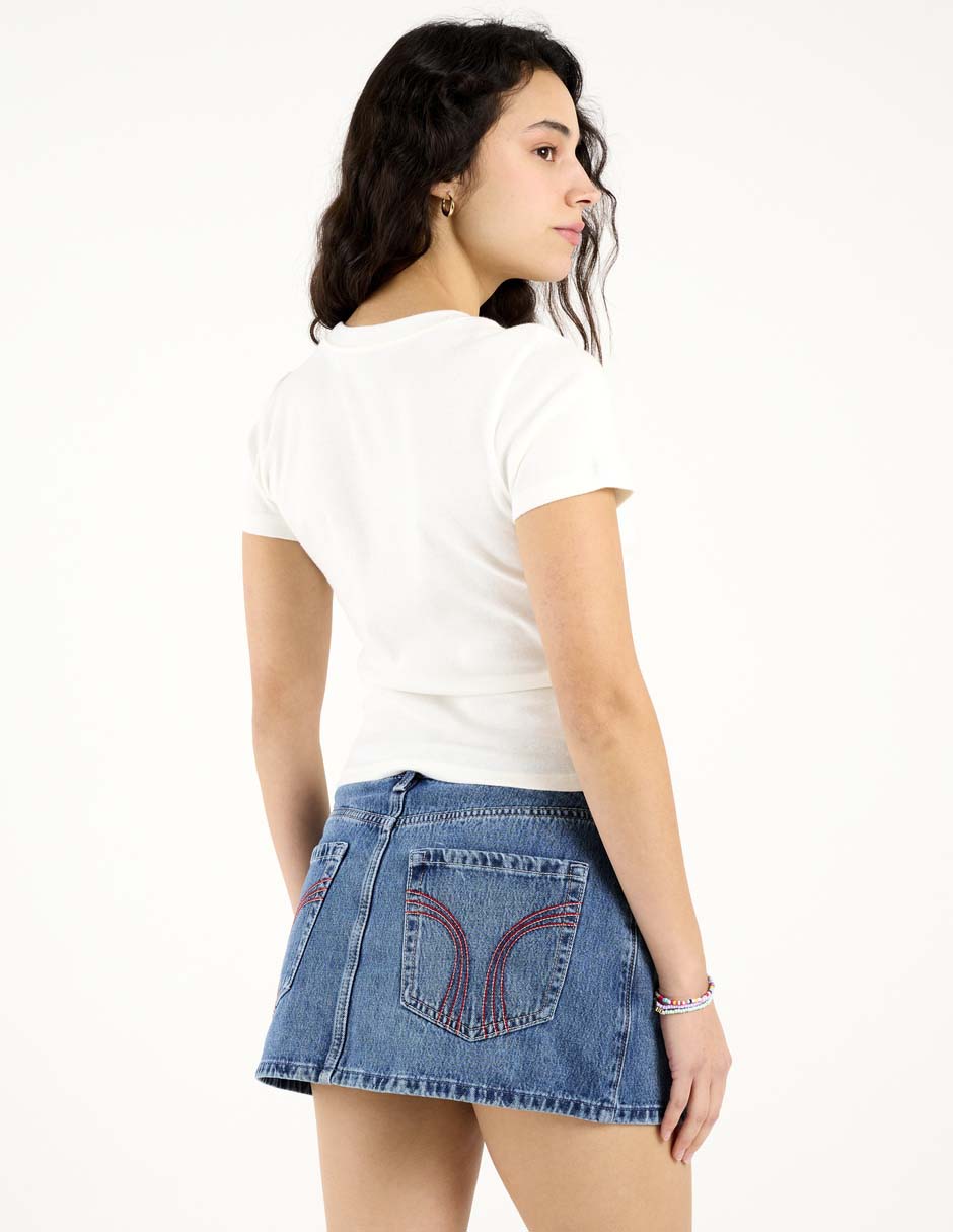 Playera manga corta Hollister cuello redondo para mujer