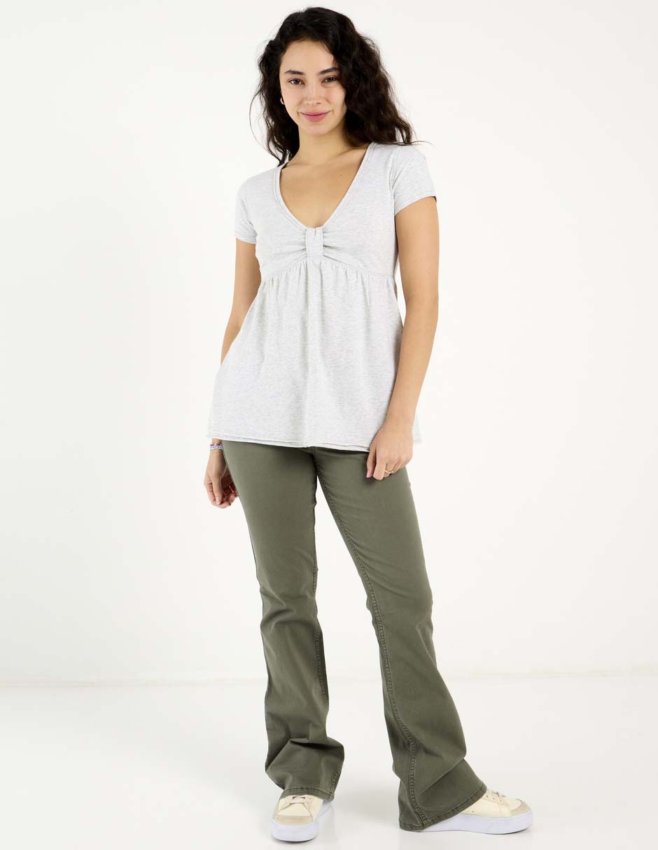 Playera manga corta Hollister cuello v para mujer