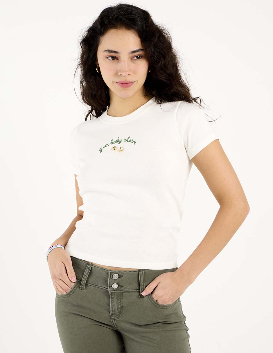 Playera manga corta Hollister cuello redondo para mujer