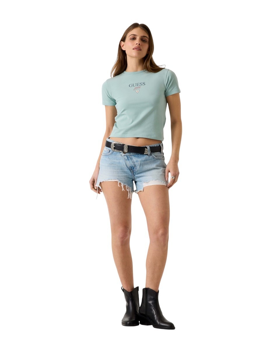 Playera manga corta cuello redondo para mujer 4