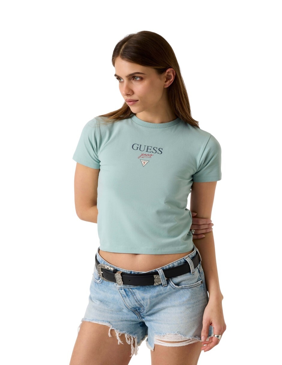 Playera manga corta cuello redondo para mujer