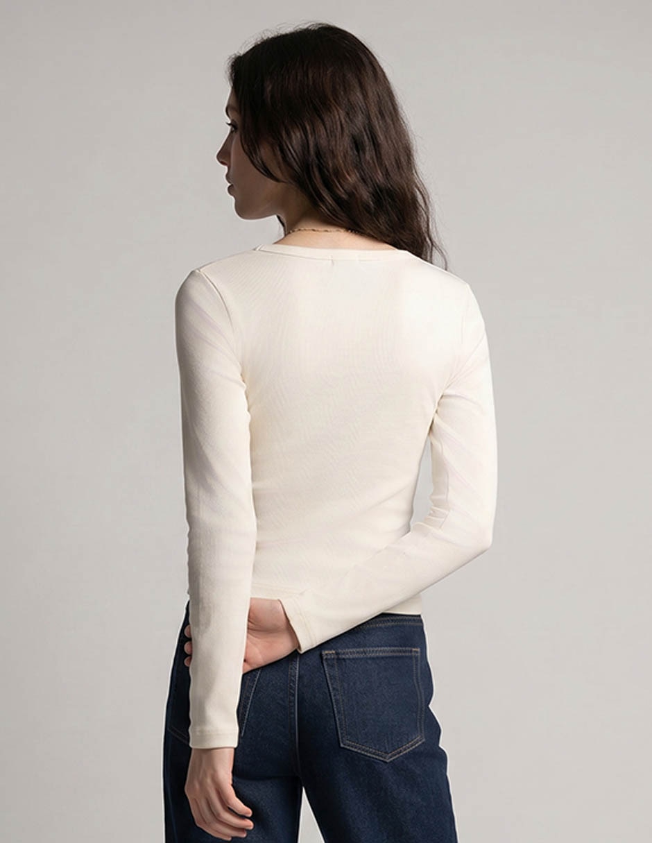 Playera Manga Larga Ho2025 Cuello Redondo Para Mujer 2
