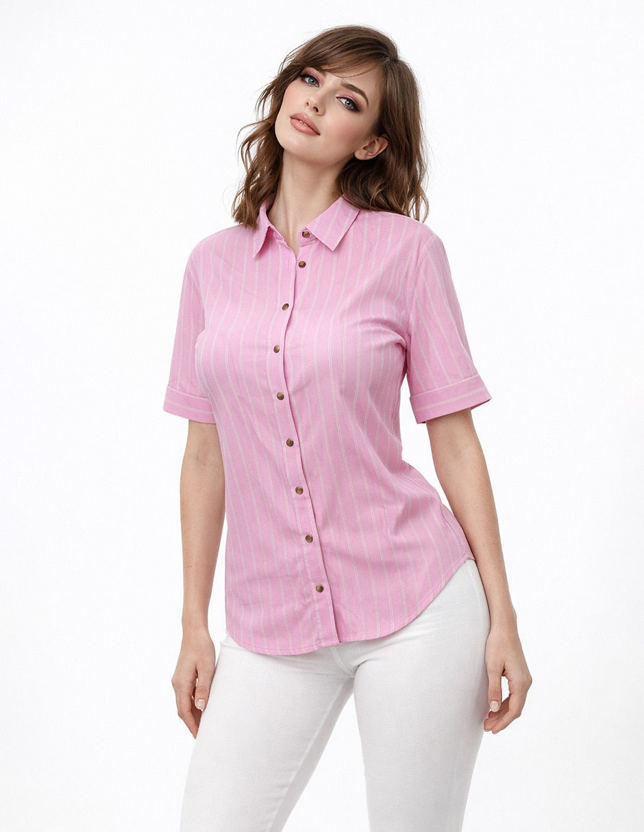 Blusa camisera manga corta para mujer 1