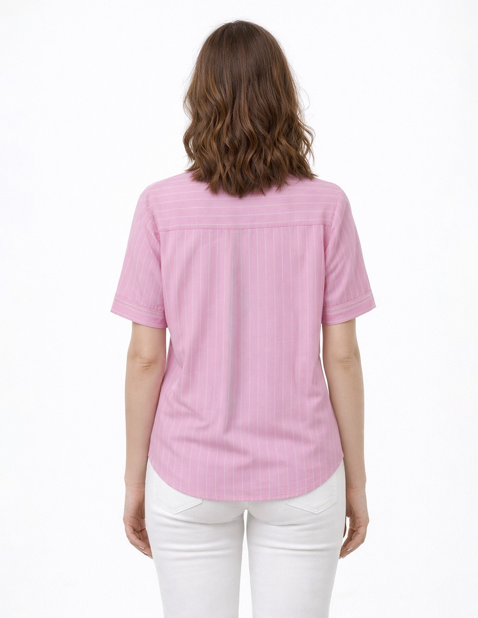 Blusa camisera manga corta para mujer 4