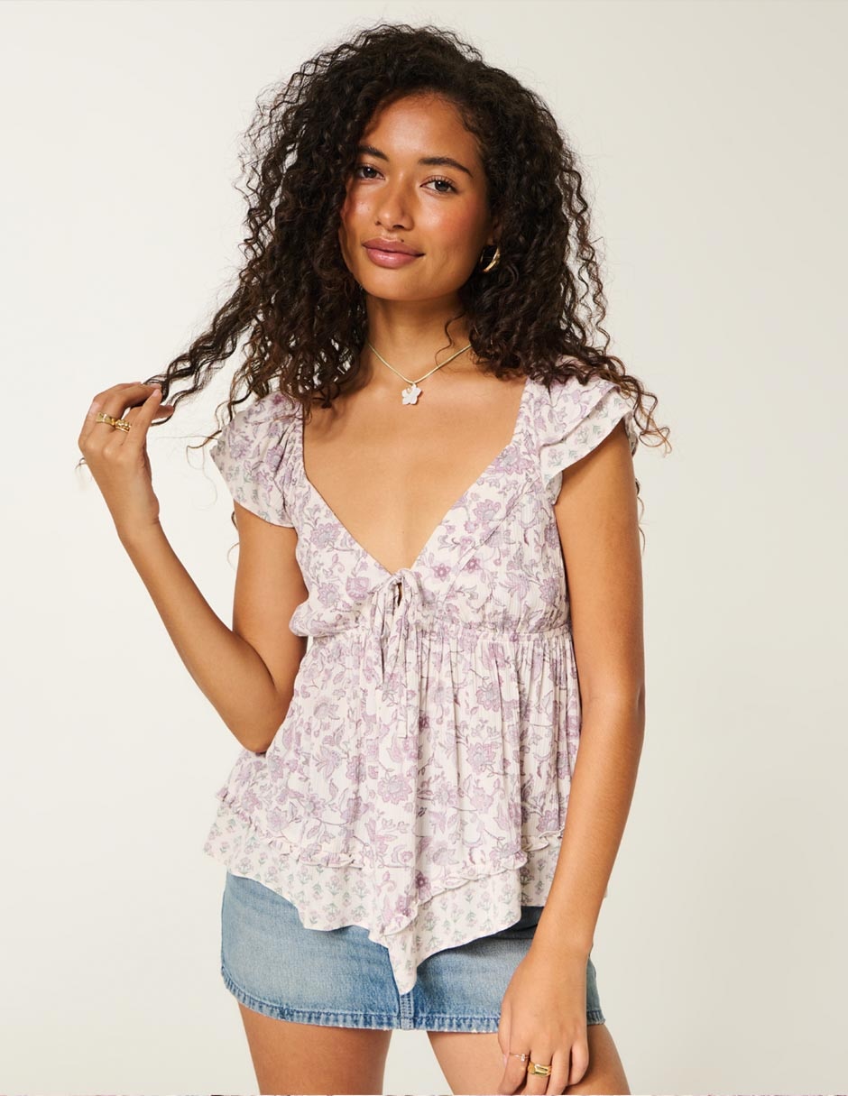 Blusa manga corta para mujer